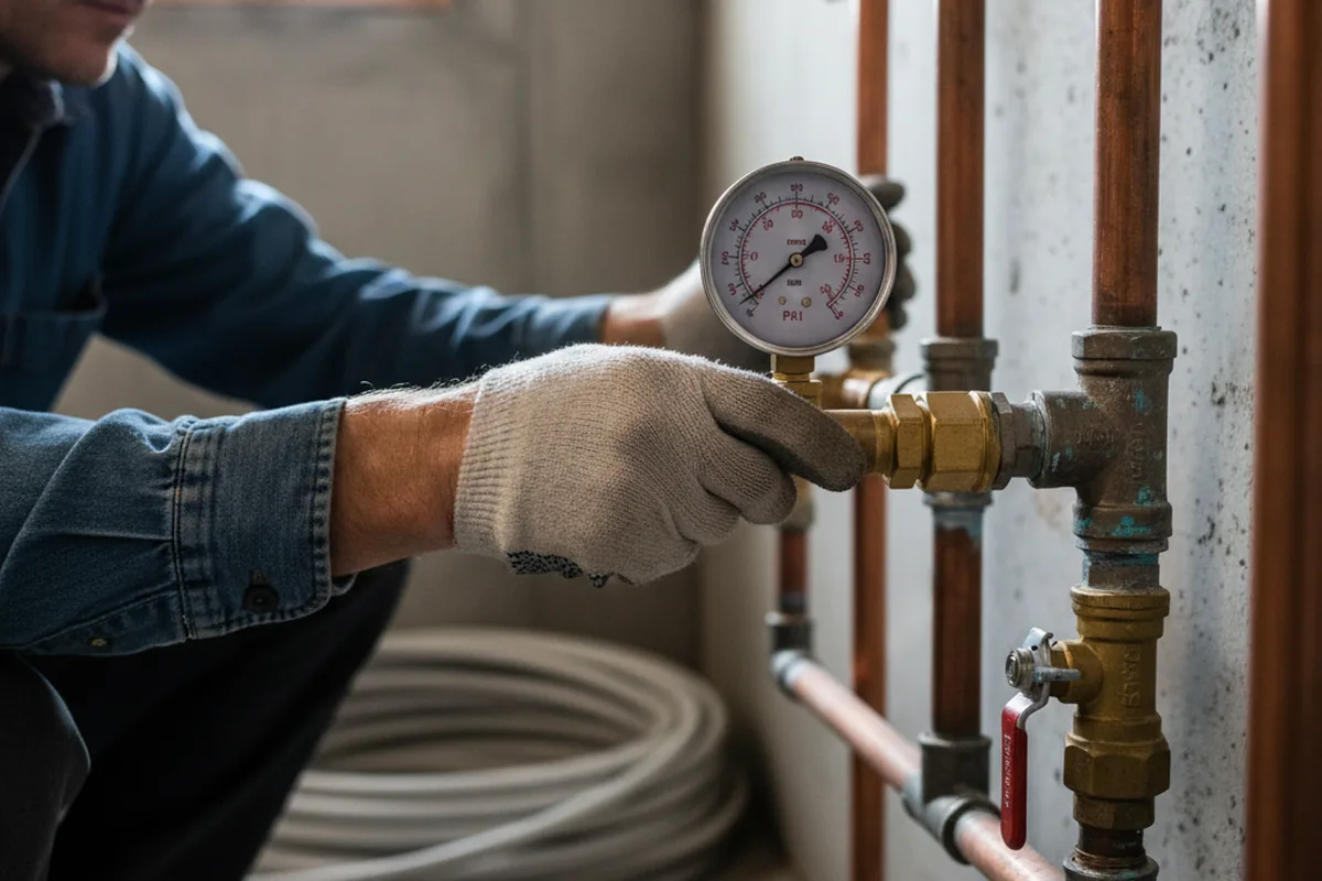 Pressure testing a repaired line during Water Line Repair in Reardan